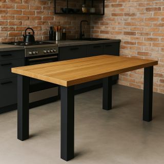 Design ocelového podnoží a dubové desky.