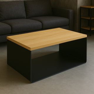 Design konferenčního stolku v industriálním stylu z ohýbaného plechu s dubovou deskou. #konferencnistolek...